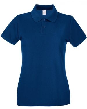 Fruit Of The Loom Ladies Lady Fit Short-Sleeved Polo Shirt Cotton - Blue