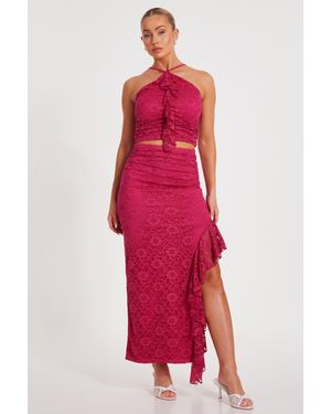 Quiz Hot Lace Maxi Skirt - Red