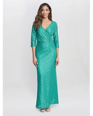 Gina Bacconi Fearne Lace Wrap Maxi Dress - Green