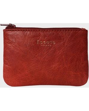 Assots London Poppy' Full Grain Leather Zip Top Coin Purse - Red