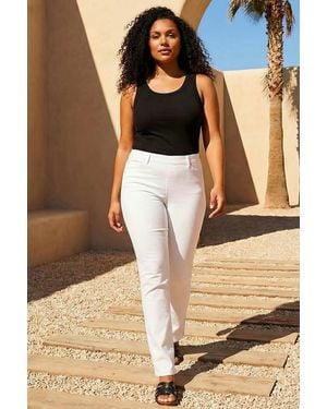 Roman Curve Stretch Denim Elastic Waist Jegging - White
