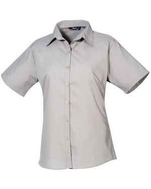 PREMIER Ladies Poplin Short-Sleeved Blouse - Grey