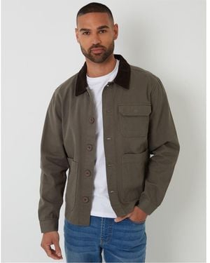 Threadbare Solid Patterned Parka Jacket With Chest Pocket - Brown