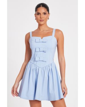Quiz Bow Front Mini Dress - Blue
