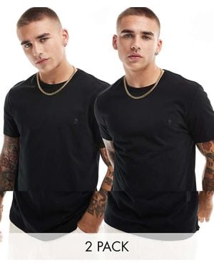 French Connection 2 Pack Crew Neck Short Sleeve Logo T-Shirt - Black