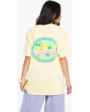 Boohoo Extra Sour Lemons Overdyed Oversized T-Shirt - Yellow