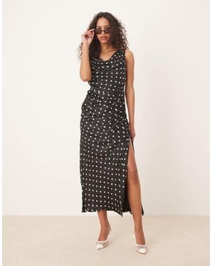 Abercrombie & Fitch Cowl Neck Drape Maxi Dress - Natural