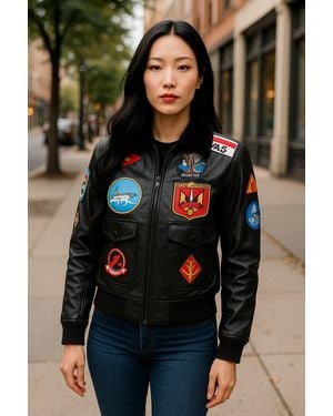 Infinity Leather A2 Top Gun Bomber Jacket-Springs - Black