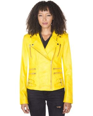 Infinity Leather Dames Leren Vintage Brando Bikerjack-orlando - Geel