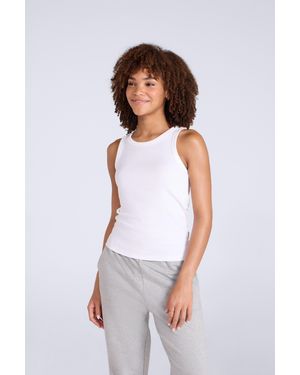 Mountain Warehouse Ribbed Tank Lightweight Breathable Soft Casual Summer Ladies Vest Top Cotton - White