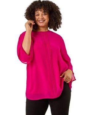 Roman Curve Pintuck Pleat Top - Pink