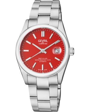 Gv2 Gevril Automatic West Village Dial Stainless Steel Bracelet - Red