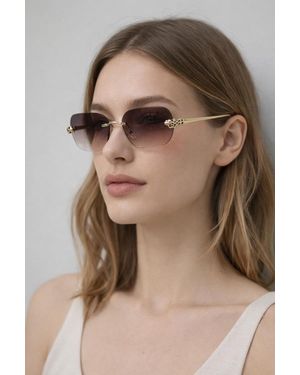 SVNX Jaguar Detail Rimless Sunglasses - Brown