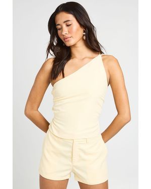 Boohoo Peached One Shoulder Tie Back Top - Natural