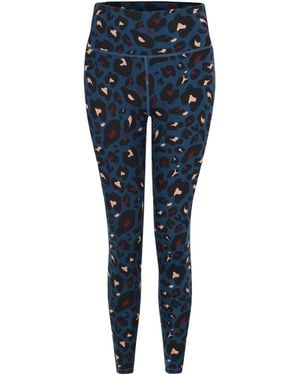 Dare 2b Ladies Influential Animal Print Gym Leggings (Moonlight Denim) - Blue