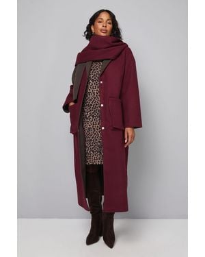 Wallis Double Faced Scarf Detail Coat - Red
