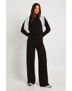 Boohoo Tall Collared Button Neck Top And Straight Leg Trouser Co-Ord - Black