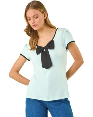 Roman Bow Front Stretch Top - White