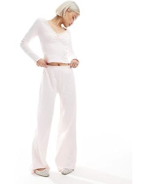 Miss Selfridge Pointelle Wide Leg Trouser Co Ord - White