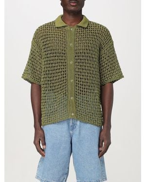 Bonsai Open Knit Short Sleeve Shirt - Green