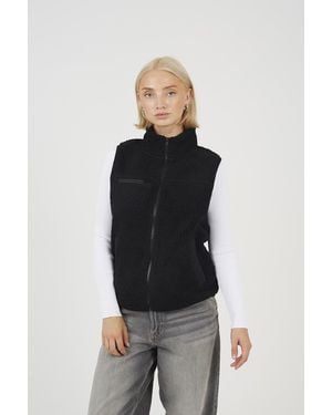 Brave Soul Zip Through Fleece Gilet - Black