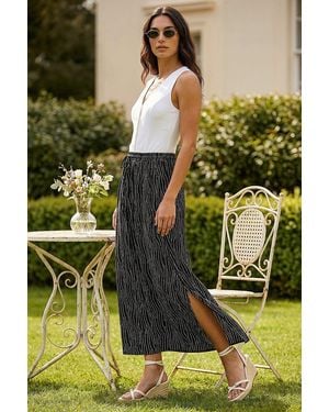Roman Swirl & Spot Print A-Line Skirt - Black