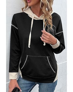 Azura Exchange Twee-tone Lange Mouwen Hoodie - Zwart