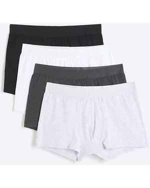 River Island Trunks 4 Pack Cotton Stretch Ri - White