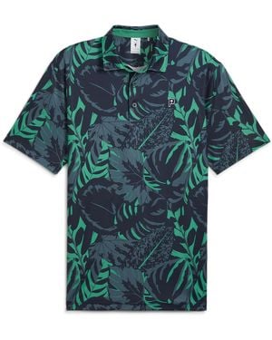 PUMA X Palm Tree Crew Glitch Polo Shirt Top - Green