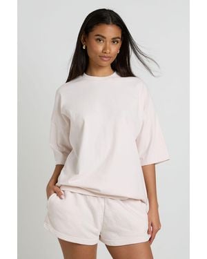 Boohoo Washed Oversized T-Shirt And Short Set - White