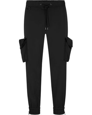 BOSS Khaby Solid Patterned Cargo Trousers - Black