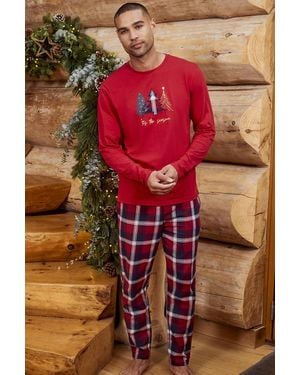 Threadbare Cotton Check Christmas Pyjama Set - Red