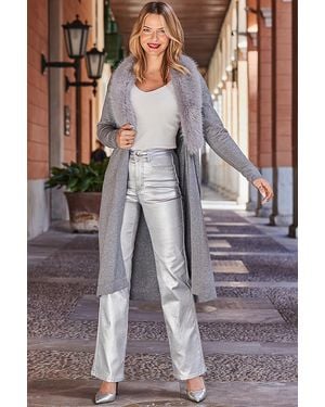 Sosandar Metallic Slim Wide Leg Jeans