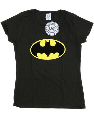 Dc Comics Ladies Batman Logo Cotton T-Shirt (Light Graphite) - Black