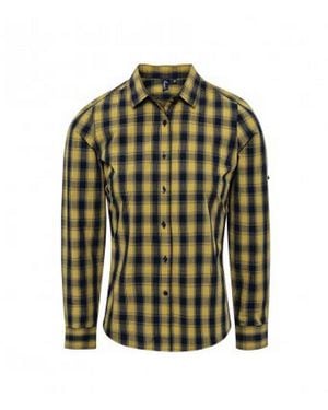 PREMIER Ladies Mulligan Check Long Sleeve Shirt Cotton - Green