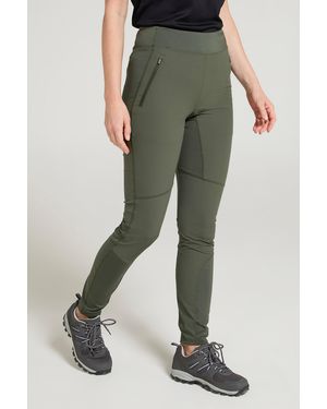 Mountain Warehouse 'Etna' Hiking Leggings Water Resistant Stretchy Bottoms Polyamide - Green