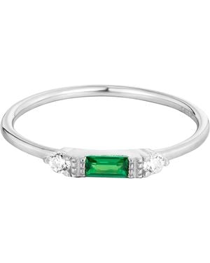 SEOL + GOLD Sterling Emerald Cz Baguette Ring - Green