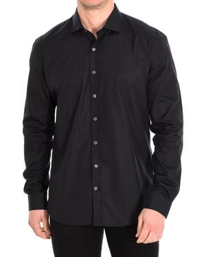 Café Coton Slim Long Sleeve Shirt With Lapel Collar Popeline14 - Black