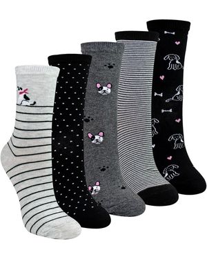 Sock Snob 5 Pairs Ladies Dog Patterned Socks - Black