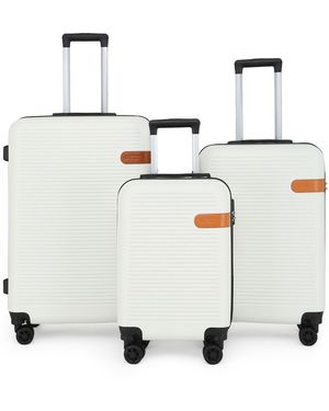 Infinity Leather Hardshell Cabin Suitcase Robust Abs Lightweight Luggage Holiday Bag - White