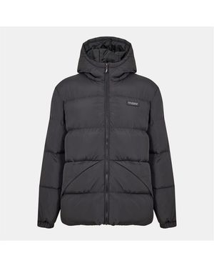 274 Studio Solid Patterned Hooded Zipped Pocket Puffer Jacket - Grey