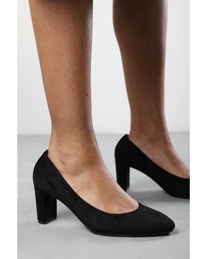 Where's That From Wheres 'Nolan' Suede Mid Block Heel Court Shoe With Rounded Toe - Black