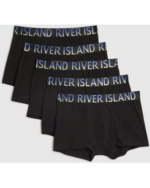 River Island Ombre Waistband Pack Of 5 Trunks Cotton - Black