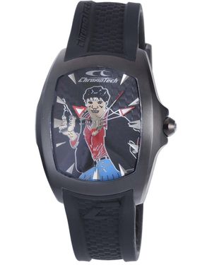 Chronotech Leather Watch - Black