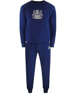 Aquascutum Iconic Crest Crew Neck Track Set Cotton - Blue