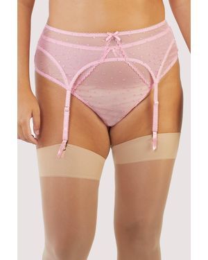 Playful Promises Nico Dotty Sheer Mesh Suspender - Pink