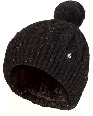 Heat Holders Ladies Pom Pom Bobble Hat - Black