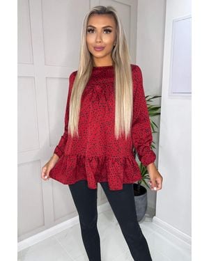 AX Paris And Printed Smock Top - Red