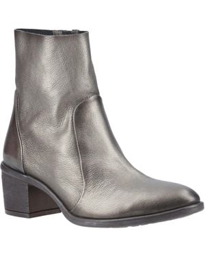 Hush Puppies Winona Leather Pewter Boots - Grey