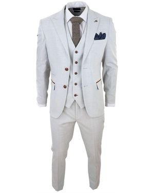 Paul Andrew Stone 3 Piece Tweed Check Suit - Blue